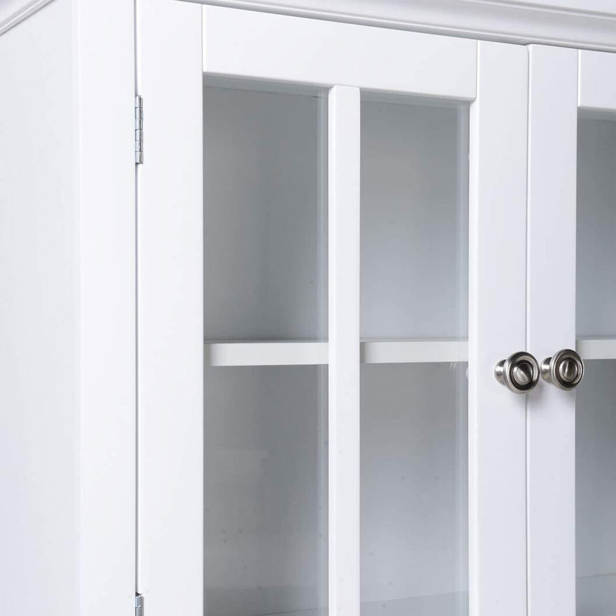 American Furniture Classics OS Buffet and Hutch with Framed Glass Doors and Drawer, Large, White American Furniture Classics