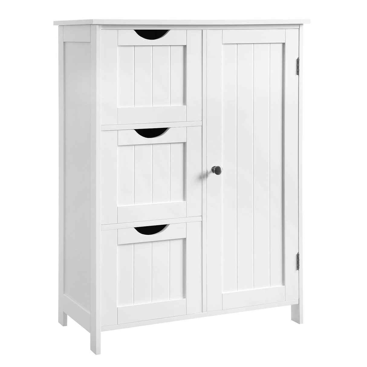 VASAGLE White Bathroom Storage Cabinet with 3 Drawers and Adjustable Shelf, Freestanding Organiser VASAGLE