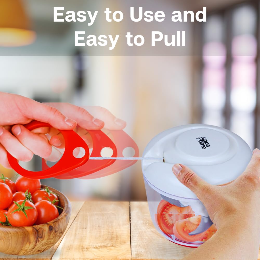 Easy String Pull Food Chopper | Manual Food Processor for Chopping, Dicing, and Mixing | Compact, Portable, and BPA-Free | Ideal for Vegetables, Nuts, Salsa, and Salad Uppahome