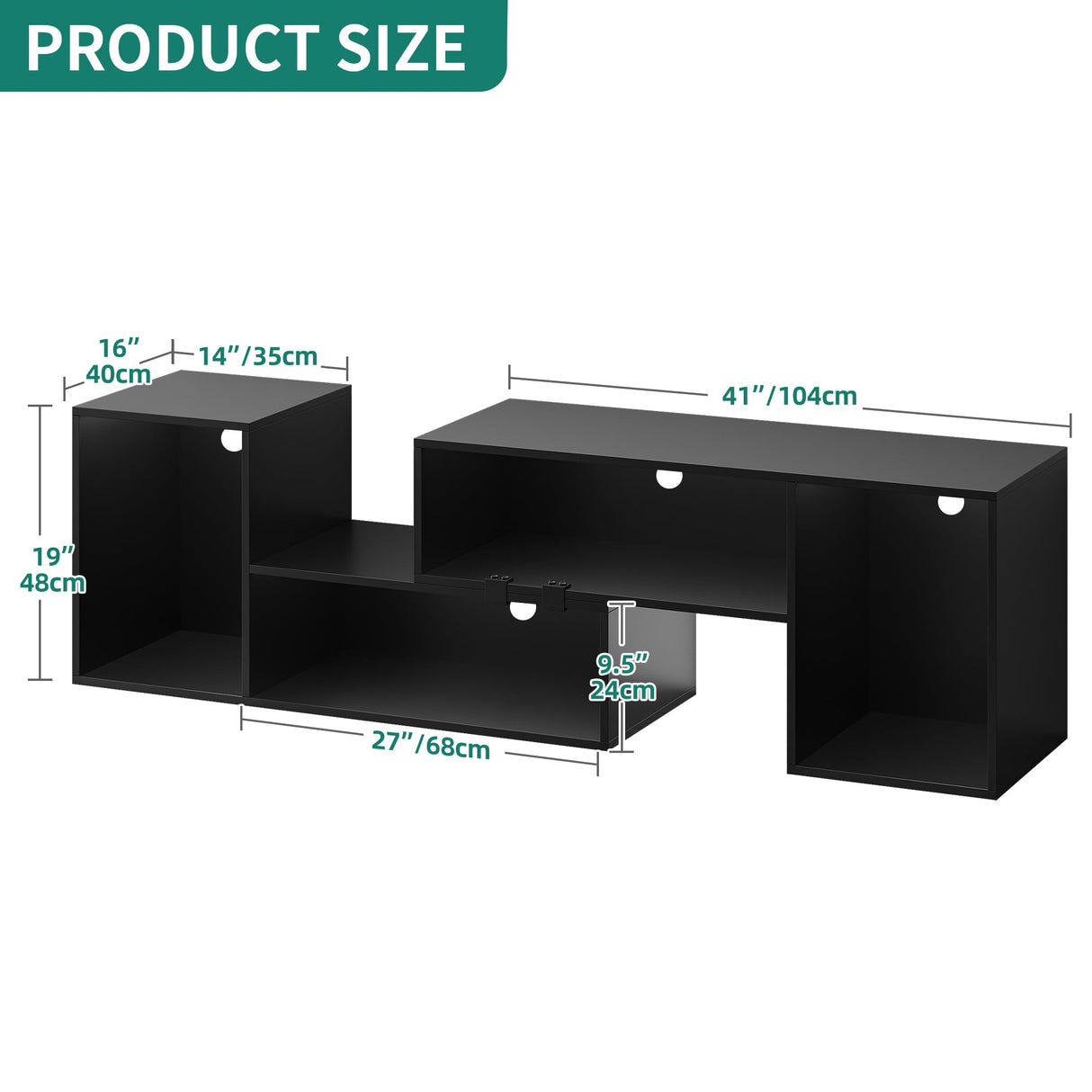 YITAHOME Transformable TV Stand w/String of LED Light, Modern Entertainment Center for 75/70/65/60/55/50/45 inch TVs, Gaming TV Media Consoles, TV Cabinet for Living Room, Black YITAHOME