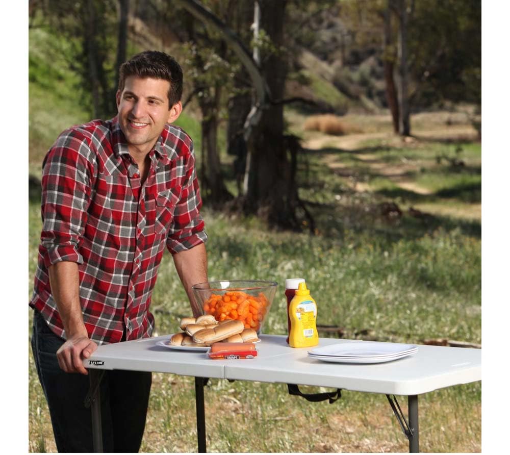 Lifetime Fold-in-Half Adjustable Folding Table, 4 Foot Lifetime