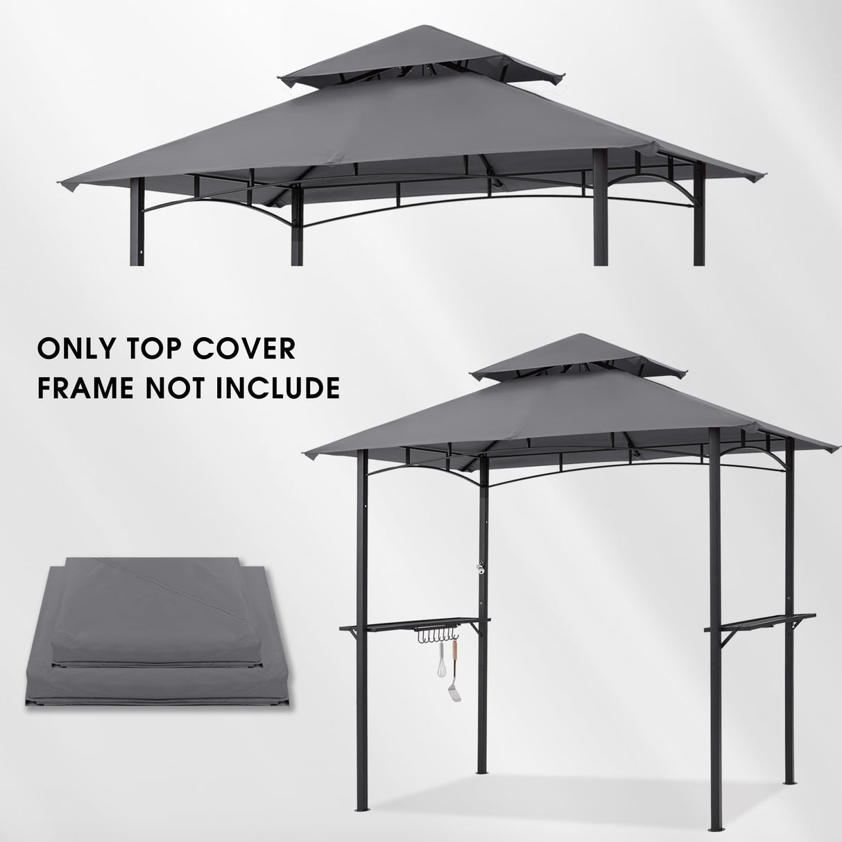 MASTERCANOPY Grill Gazebo Replacement Canopy Top for Model L-GG001PST-F (Gray) MASTERCANOPY
