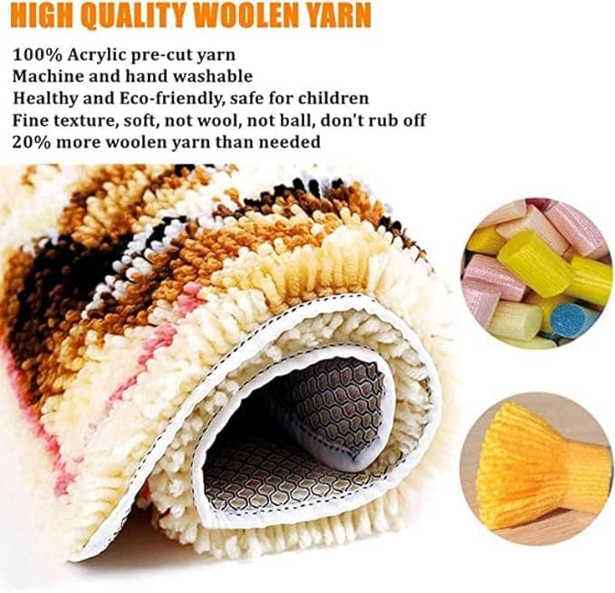Generic Highland Cow & Sunflowers Latch Hook Kits Rug DIY Cushion Tapestry Making Crochet Hook Mat Making Kits Color Preprinted Pattern Canvas DIY Carpet Needlework Crochet Kits 52x38cm (d99-114) Generic