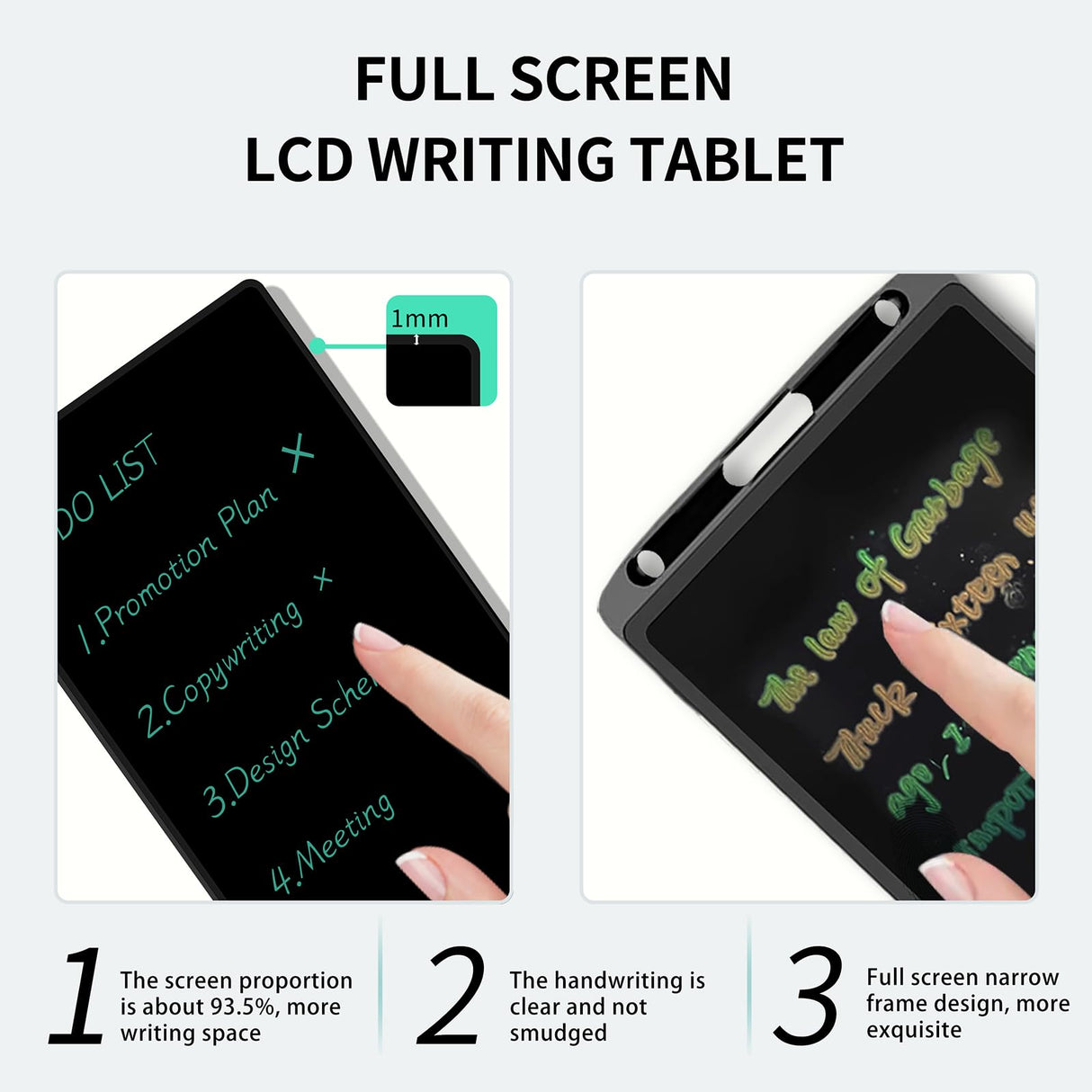 LCD Writing Tablet for Adult: 6.5 Inch Mini Full Screen Drawing Board Reusable Digital Notepad Portable Use for Office Study Teaching YOLIPULI