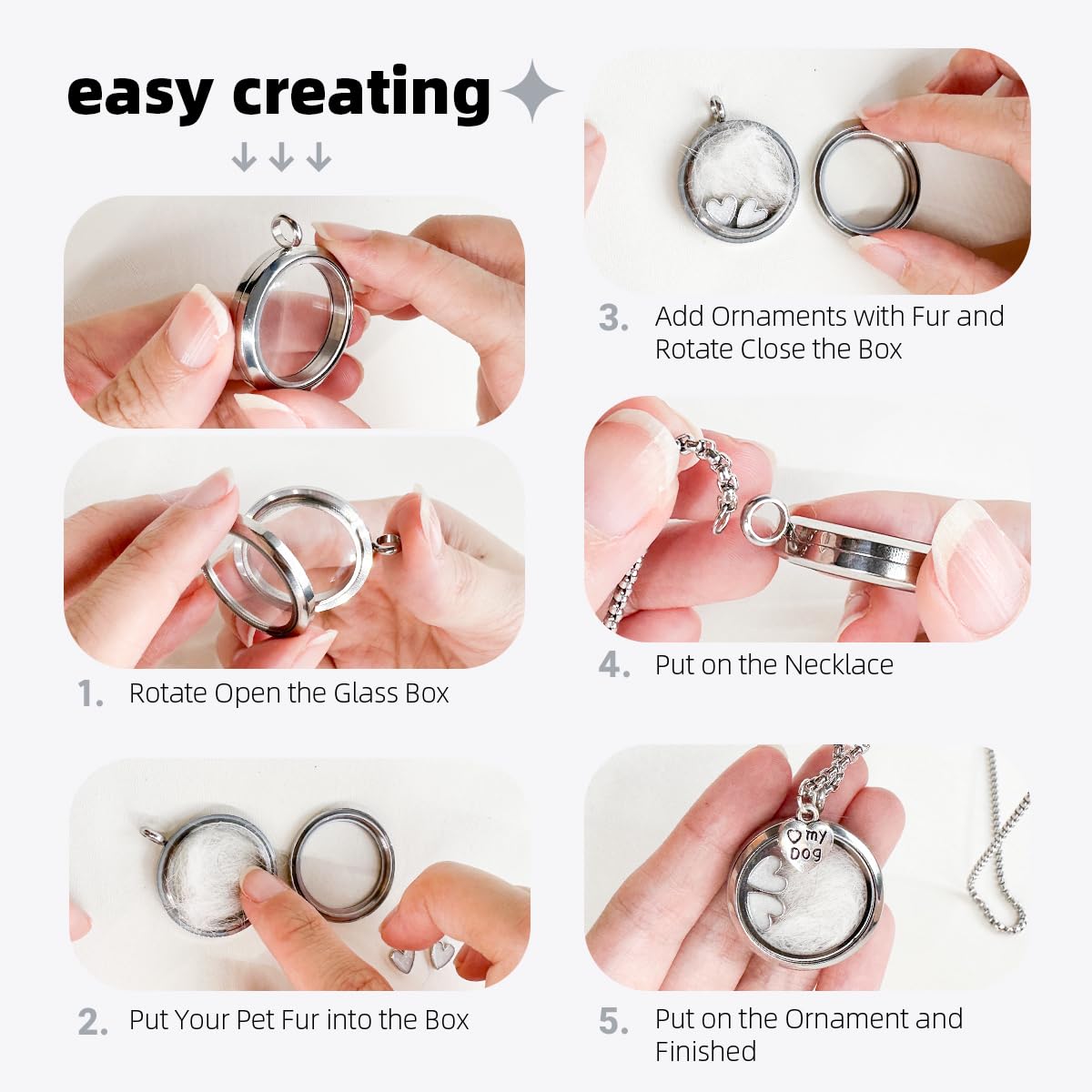 Lifelisa Dog Fur Hair Keepsake Necklace, Ashes Memory Urn with Charm, Glass Circle Memorial Pendant Necklace, Pet Cremation Memorial Jewelry for Women Men, Vial Necklace for Ashes Lifelisa