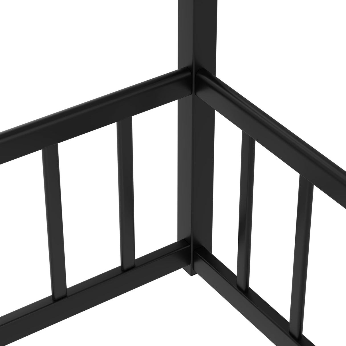 Bellemave Canopy Floor Bed with 4 Posters, Metal Twin Size Montessori Floor Bed with High Fence, Anti Bump Design, Easy Assemble Montessori Beds, Twin, Black Bellemave