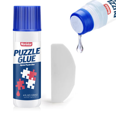 Nariolar Jigsaw Puzzle Glue Clear with Applicator Suitable for Fixing and Hanging Puzzles, Quick Drying, 4 Ounces