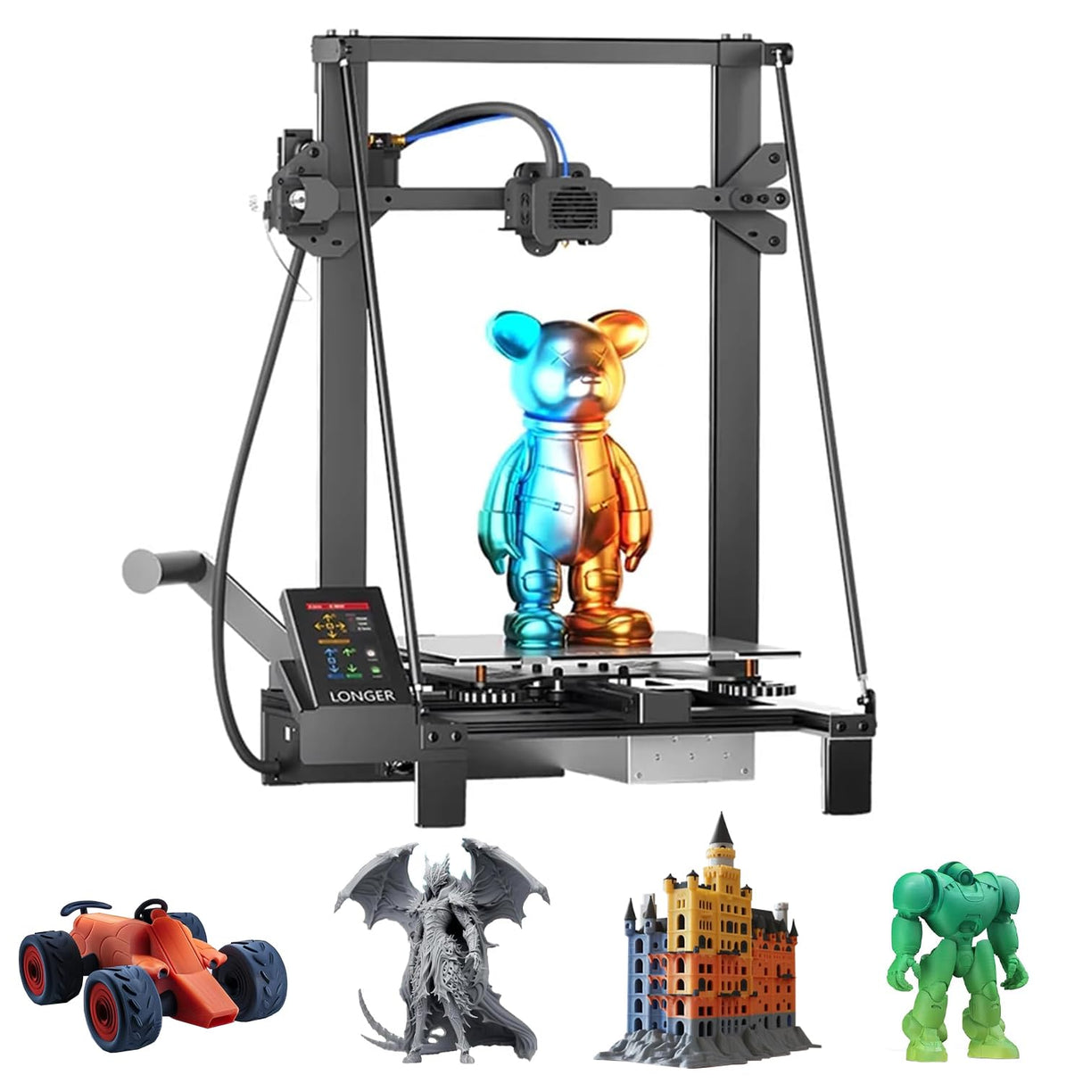 LK5 Pro 3D Printer, 3D Printer with 4.3" Color Touch Screen, FDM 3D Printers for DIY Home and School,Large Print Size 11.8"x11.8"x15.7" QFLONGER