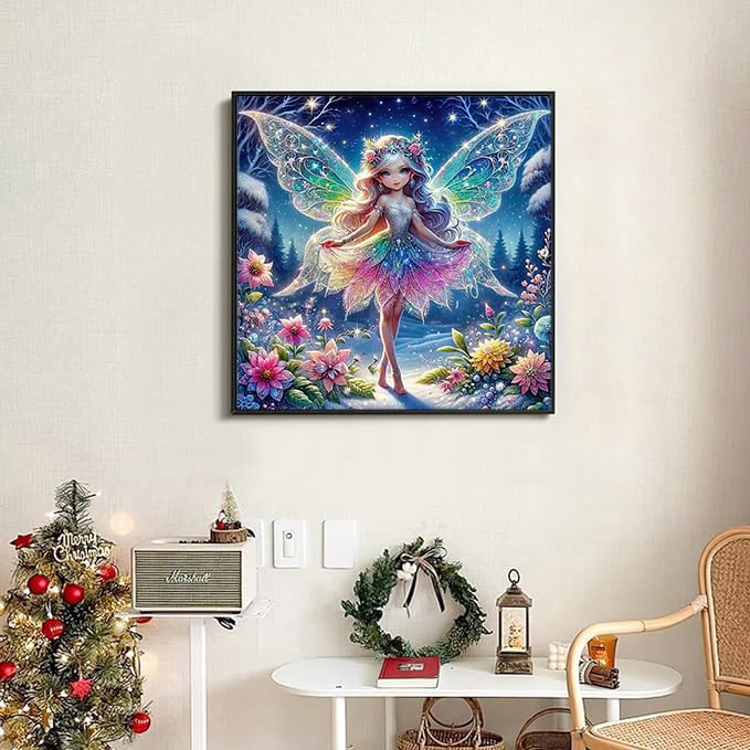 Axquilon Diamond Art Kits for Adults-Round Full Drill 5D Fairy Diamond Painting Kits for Adults Beginners Paint by Diamonds Pictures Girls Gem Art Painting Kits DIY Crafts Kits 14x14inch Axquilon