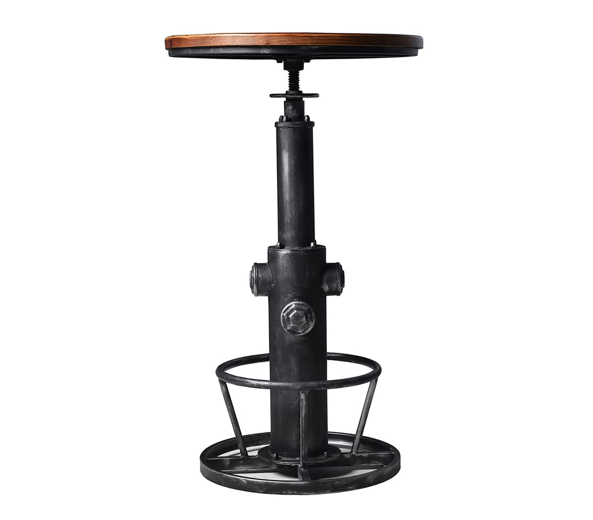 LOKKHAN Industrial Bar Table 38.6"-48.4" Height Adjustable Swivel Round Wood Tabletop 23.7" Dia, Kitchen Dining Office Coffee Bistro Pub Table LOKKHAN