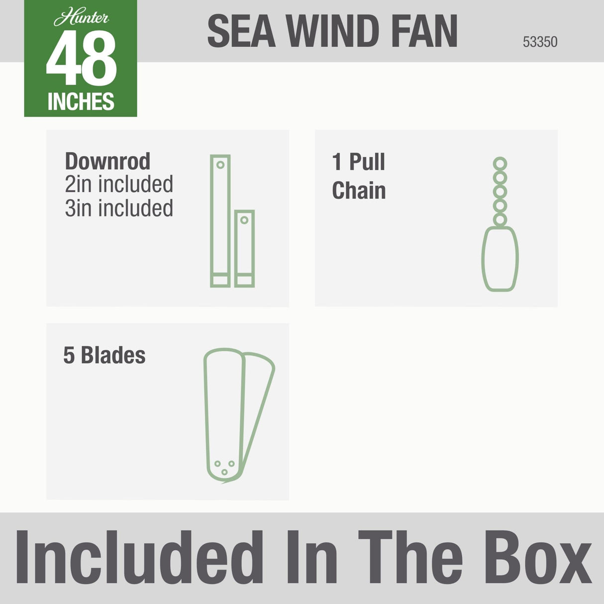 Hunter Fan Company, 53350, 48 inch Sea Wind White Indoor / Outdoor Ceiling Fan and Pull Chain Hunter