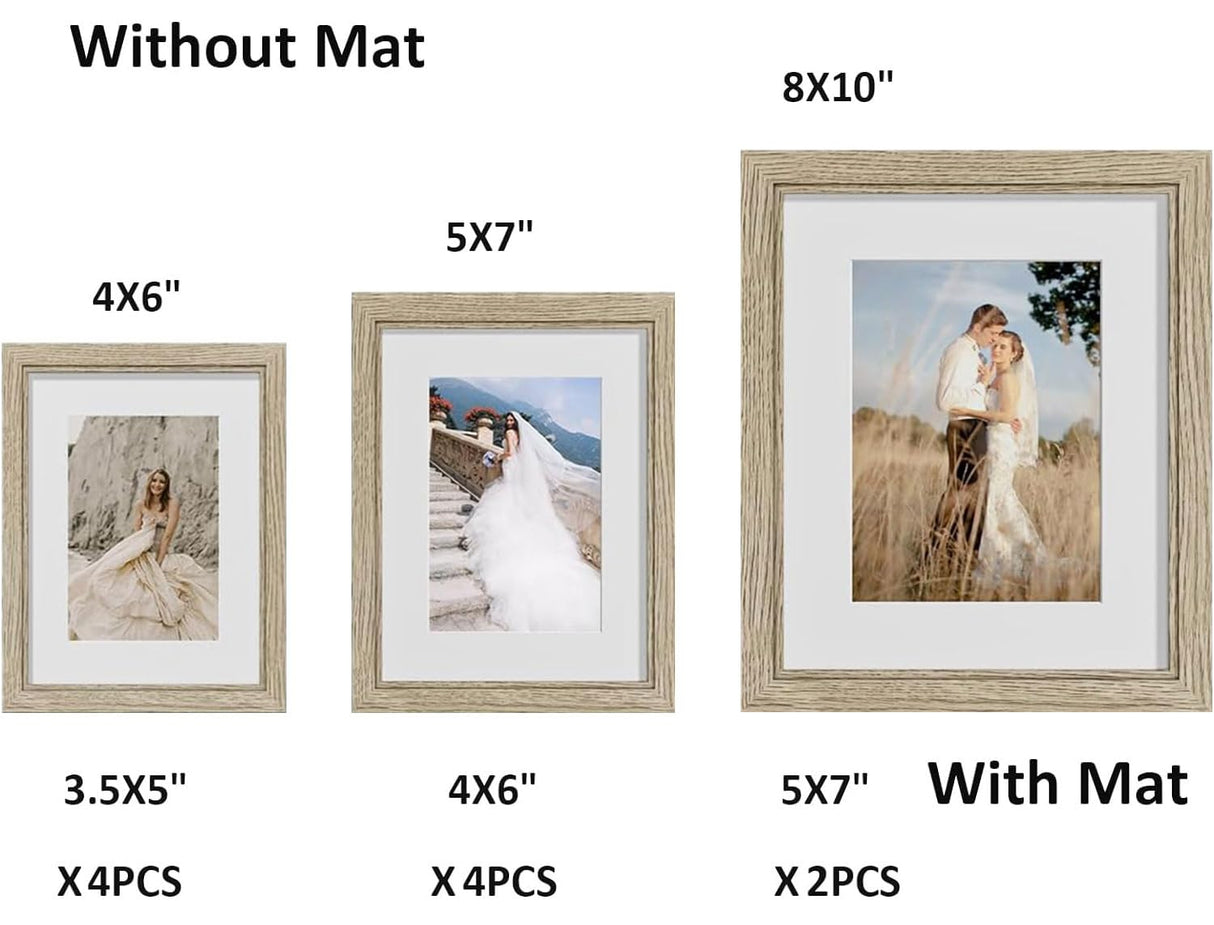 Povrgive 10 Pack Picture Frames Collage Wall Decor - Gallery Wall Frame Set with Mat for Wall Mounting or Tabletop Display, Including Two 8x10, Four 5x7, Four 4x6 Photo Frames, Real Glass Povrgive