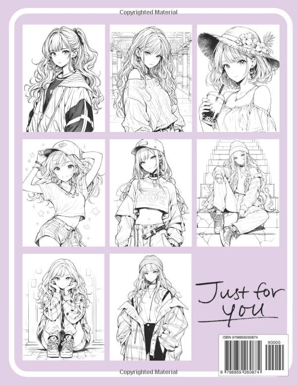 Fashion Anime Coloring Book: Urban Collection: Creative Trendy Stylish Outfits Coloring Pages for Teen Girls and Adult Women | Kawaii Fashion Designs ... Stress Relief | Adorable Anime & Manga Art WoodArtSupply