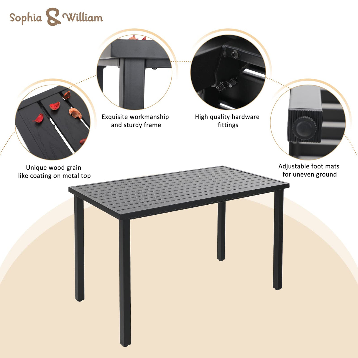 Sophia & William Patio Bar Set 5 Piece Outdoor Dining Set, 4 Swivel Bar Stools Chairs with Red Cushion and 1 Rectangular Bar Height Table, All-Weather Metal Furniture Set for Garden Lawn Backyard Sophia & William