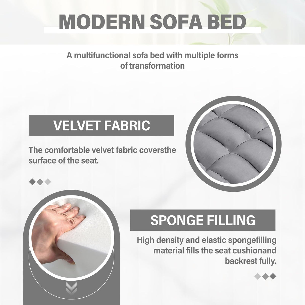 Convertible Sofa Bed,3-in-1 Velvet Sleeper Couch Pull-Out Bed,55'' Loveseat Sleeper Sofa Bed with Adjustable Backrest with 2 Pillows and Storage Bag & USB Port and Swivel Phone Stand,Dark Gray WIIS' IDEA