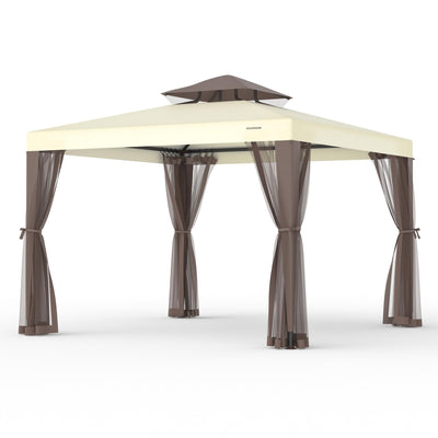 Patio Gazebo Tent Outdoor Canopy Shelter 10'x10' w/Mosquito Netting with 100 Square Feet of Shade for Garden, Backyard Deck and Lawns