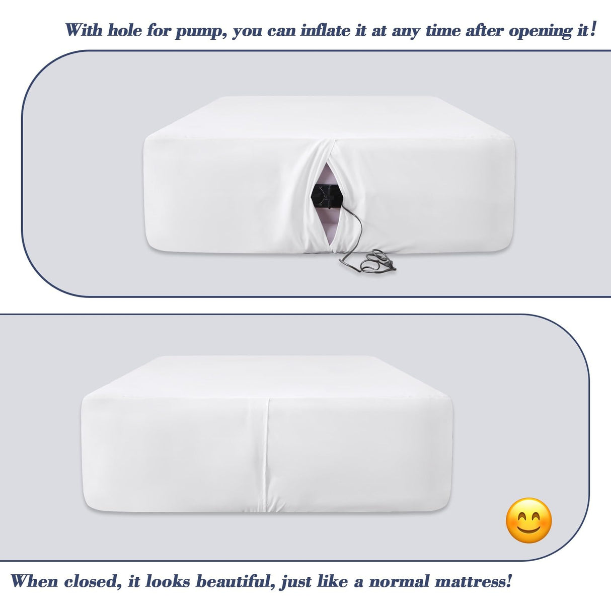 Air Mattress Sheet Set for 16-24 Inch Air Beds Queen Size,Deep Pocket Fitted Sheet with Inflation Opening,Soft & Breathable, for Guests, Camping, RVs, Includes Pillowcase Flat Sheet Fitted Sheet,White Antranfour