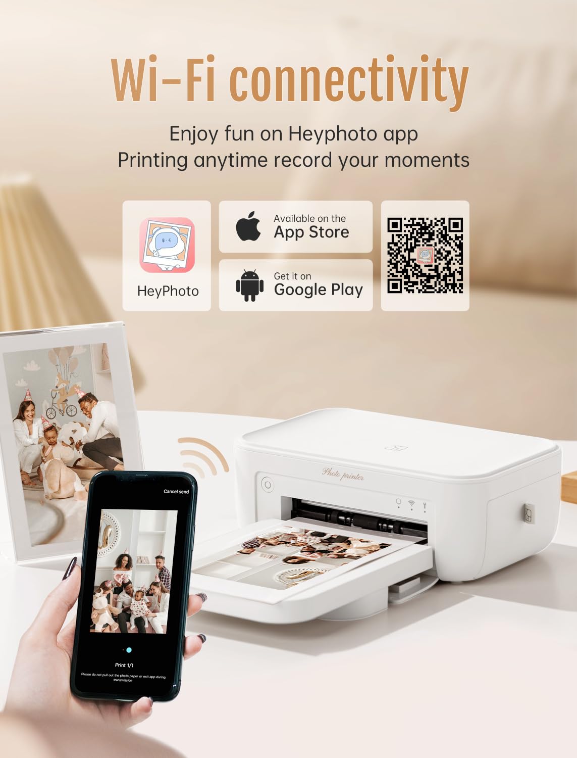 HPRT Photo Printer 4x6, 20 Sheets&1 Ribbon, Picture Printer for iPhone, Android, Smartphone, Portable Photo Printers, Wi-Fi Wireless Instant Thermal Dye-Sublimation Printer(White) HPRT