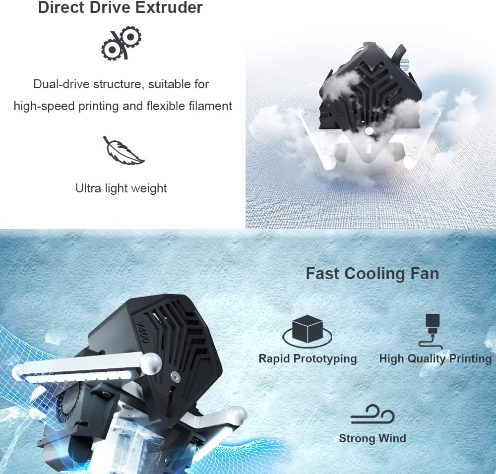 FLSUN V400 3D Printer Moving Speed Fastest 600mm/s 20000+ mm/s² FDM Delta 3D Printer with 7" Klipper Firmware Pad, 300℃ Nozzle, Direct Drive Extruder, PEI Bed, Printing Size Φ11.8"x16" (FLSUN V400) FLSUN