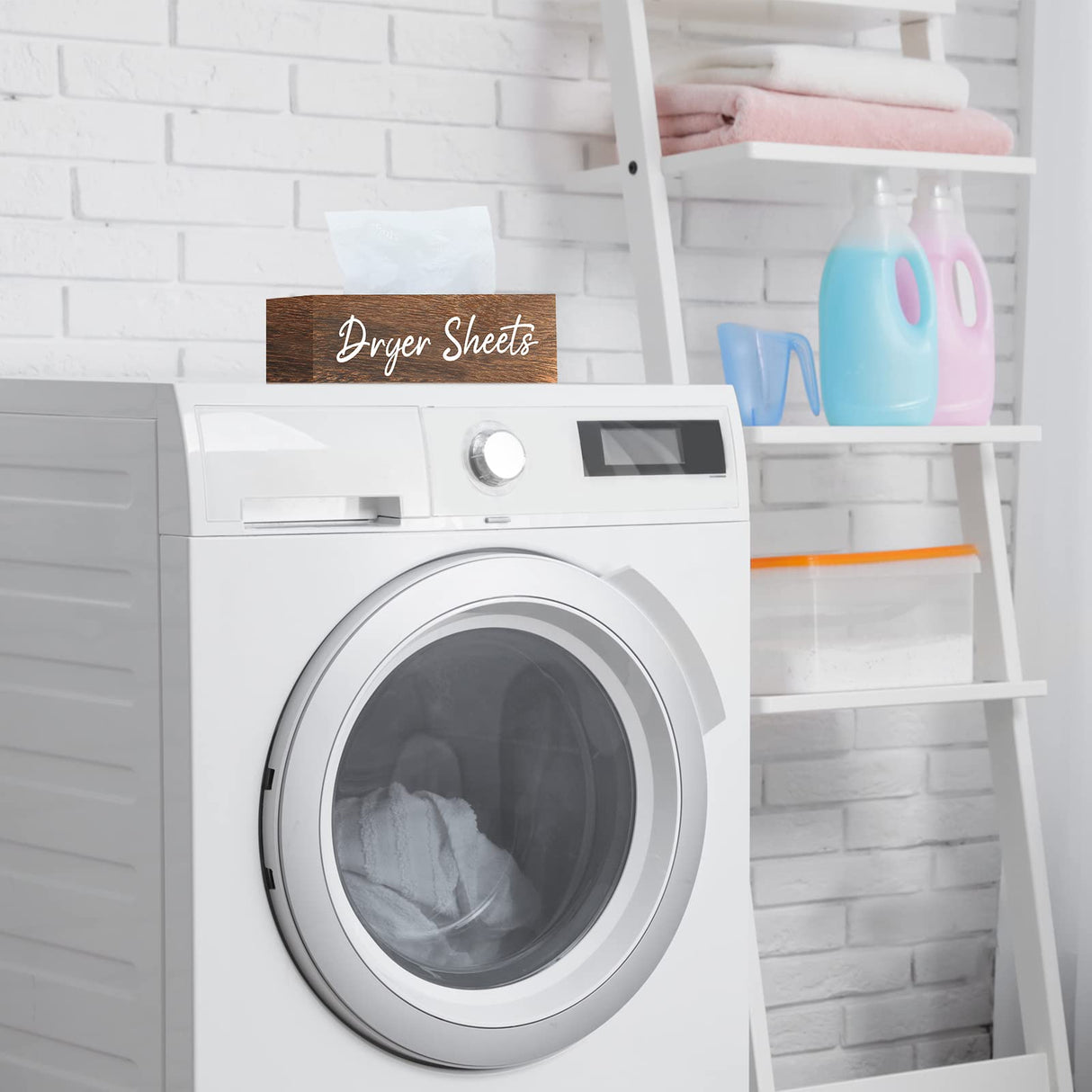 Blulu Dryer Sheet Holder for Laundry Room Wooden Dryer Sheet Container Dryer Sheets Dispenser Box Wooden Container Modern for Organizing Fabric Laundry Pods, 7.87 x 4.72 x 2.75 Inches Blulu