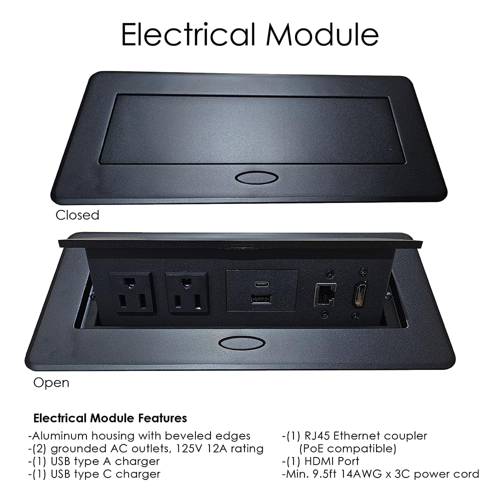 12 Person Rectangle Conference Table with Matte Black Square Metal Base | Scratch-Resistant Laminate | Harmony Series Modular Meeting Tables for Office and Homes | Black Cypress - 12' SKUTCHI DESIGNS INC.