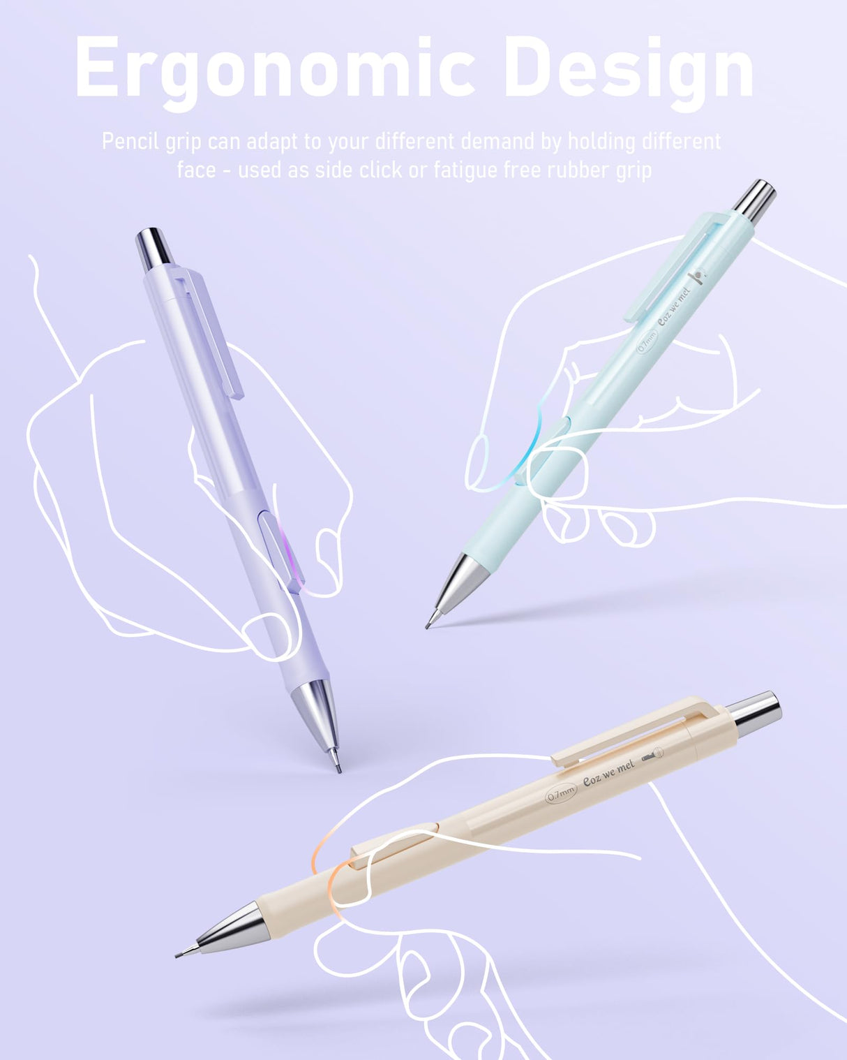 Nicpro 4 PCS Pastel Mechanical Pencil 0.7mm, Cute Fast Click Mechanical Pencils Set with 8 Tubes HB Lead Refills, Erasers, Eraser Refills for School, Student Writing, Drawing, Sketching - with Case Nicpro