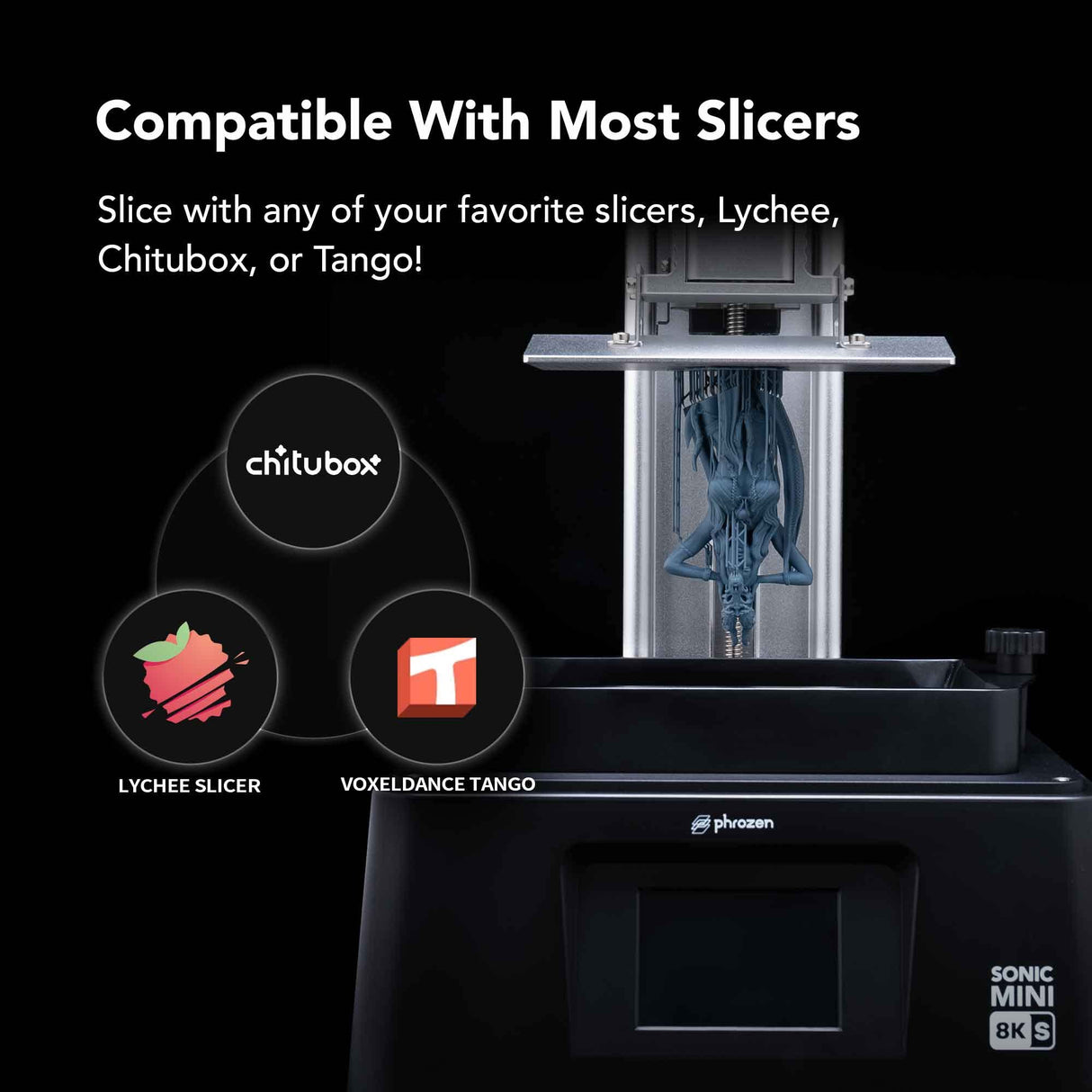 phrozen Sonic Mini 8K S LCD Resin 3D Printer, 7.1" Monochrome LCD, Tabletop 3D Resin Printer with 22µm XY Resolution, 6.5 * 2.8 * 6.7 Inch Printing Volume for Models, Miniatures and Action Figures phrozen