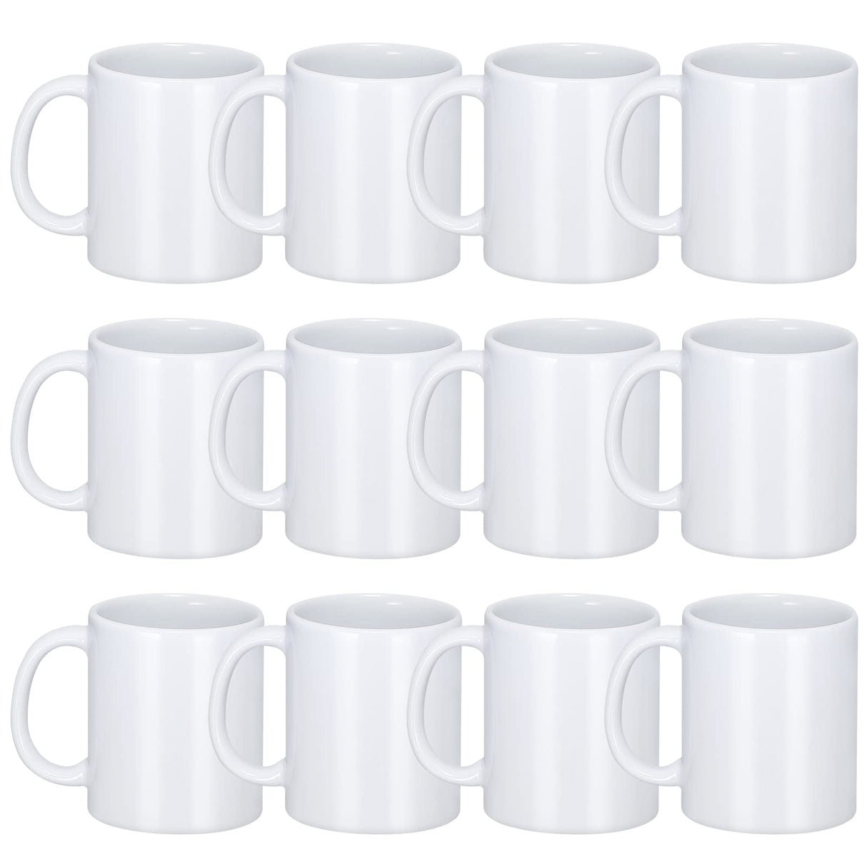 DANALLAN Sublimation Mugs, Premium Coffee Mugs Set of 12 White Ceramic Sublimation Cups 11 oz Christmas Coffee Mug for Soup Tea Milk Latte Hot Chocolate DANALLAN