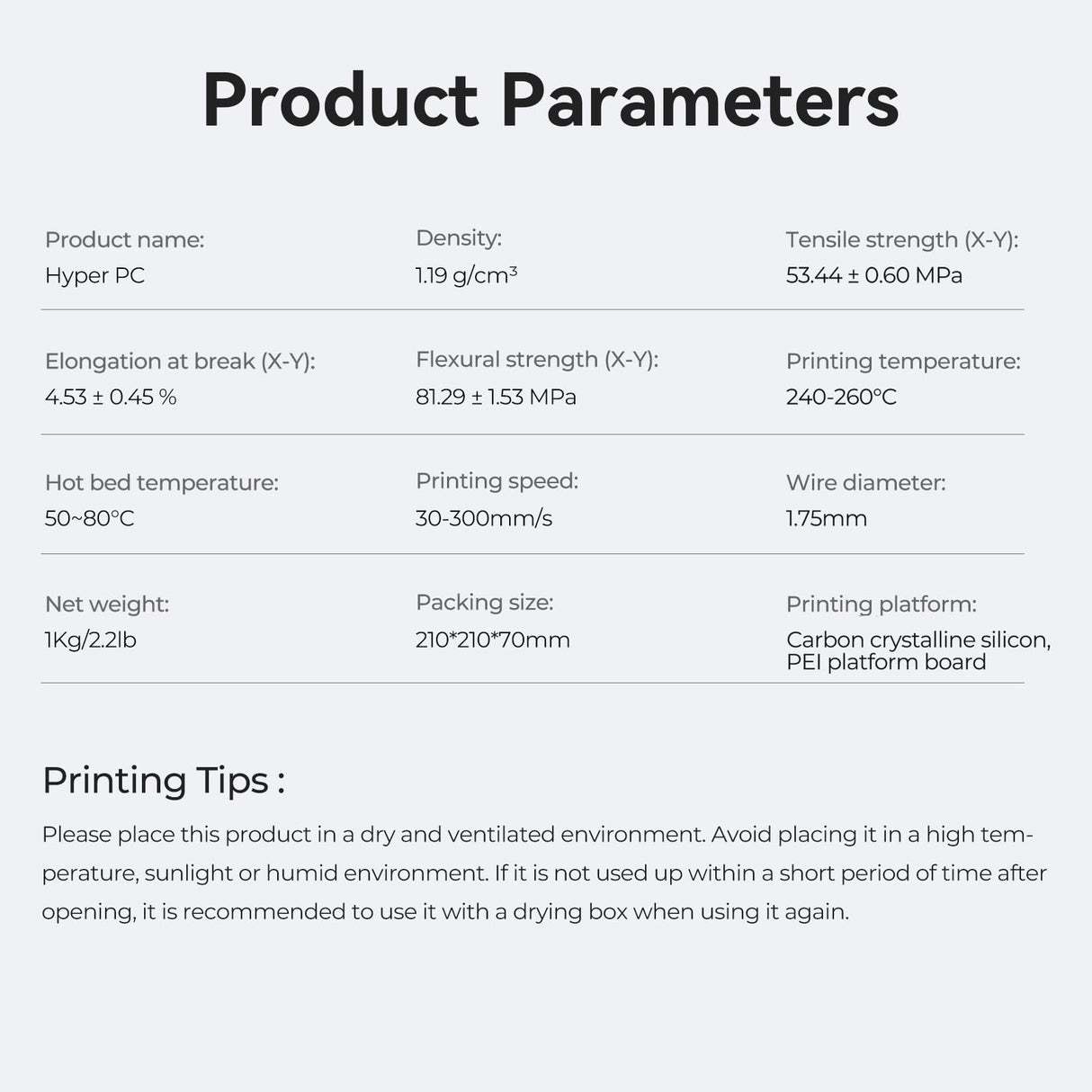 Creality Hyper PC Filament for 3D Printing, 3D Printer Filament with High Heat Resistance, Crystal-Clear, Easy to Print, Less Warping Creality