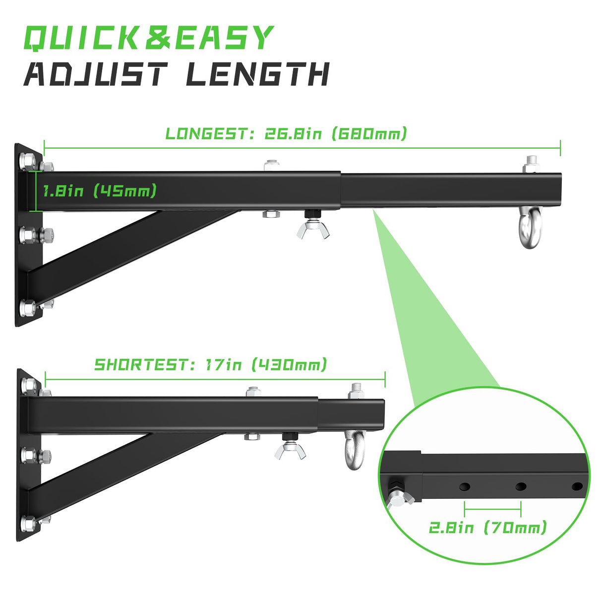 Eapele Heavy Bag Mount, Adjustable Punching Bag Wall Mount Bracket for Boxing and Muay Thai Training, Heavy Duty 500 lbs Boxing Bag Hanger for Home Gym MMA, Punching Bag Holder Stand for Hanging Bag Eapele