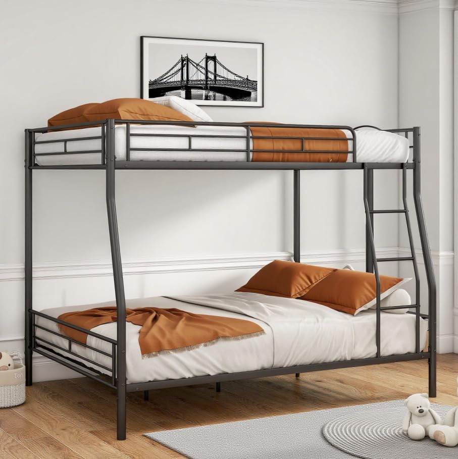 Bellemave Full Over Queen Bunk BedFrame, Heavy Duty Metal Bunk Bed Frame for Adults,Kids, Black Bellemave