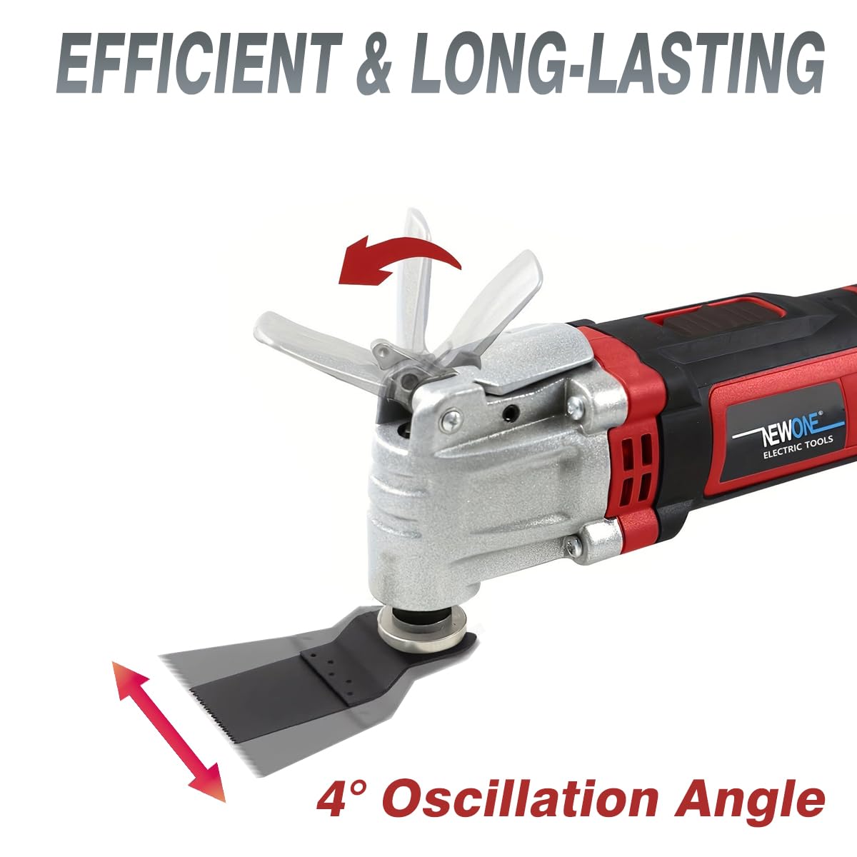 NEWONE Oscillating Tool 4 Amp Oscillating Multi-Tool Kit with 4° Oscillation Angle,6 Variable Speed with 5-piece Electric Multitool Blades & Box NEWONE