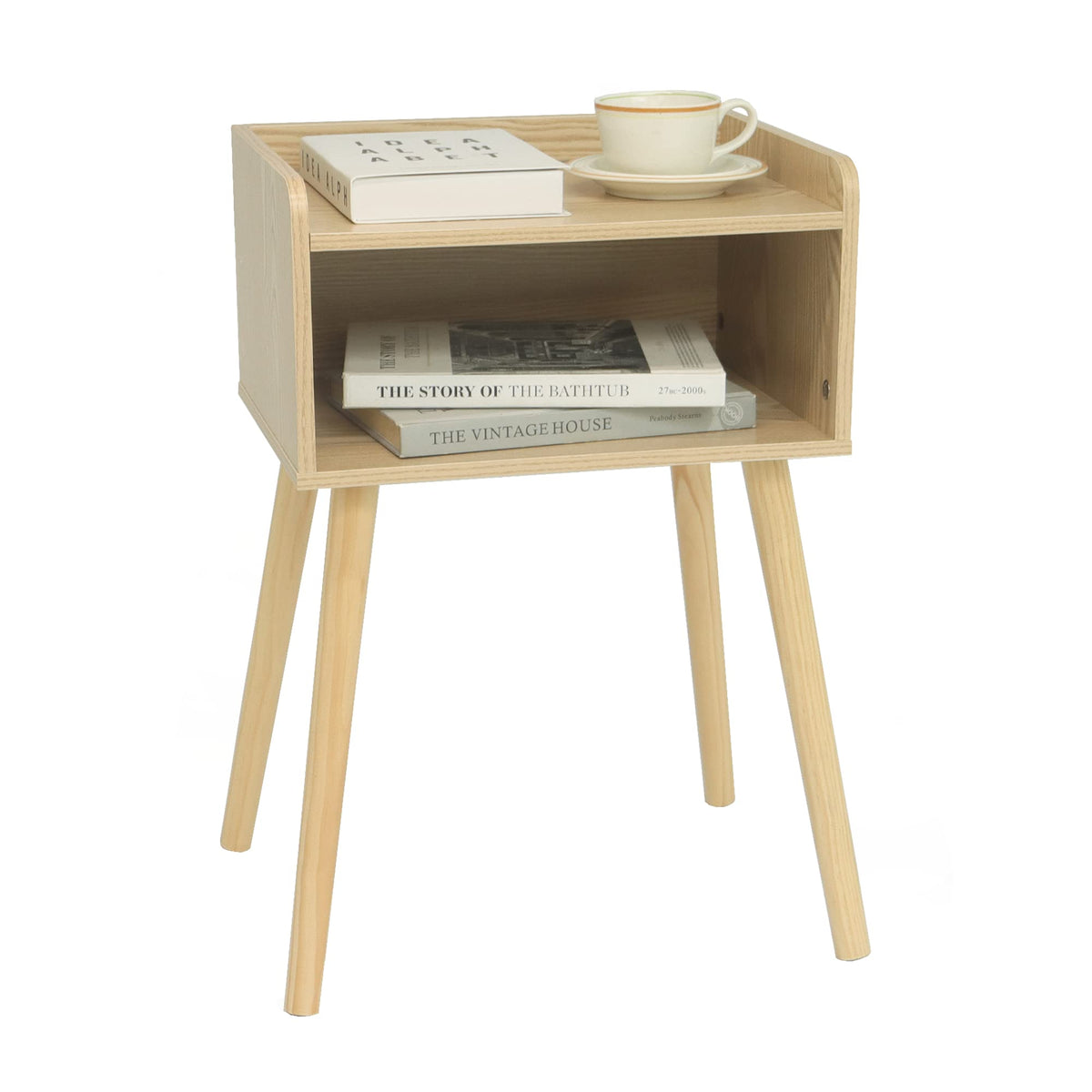 MaxSmeo Nightstand, Mid Century Modern Side Table Bedroom with Storage ...
