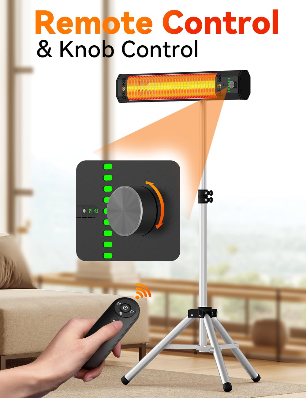 BALKO Outdoor Heaters for Patio, 9 Heating Levels, IP65 Waterproof Patio Heaters for Outdoor Use, 1500W Electric Heating Covers 400Sq.ft, 9H Timer, Tip-Over & Overheat Protection, 20FT Remote Control BALKO