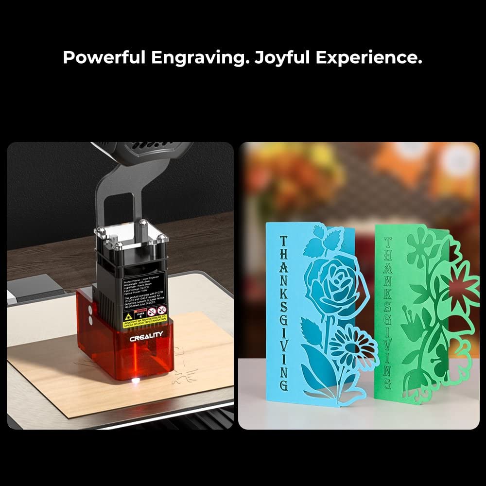 Official Laser Module 0.06mm High Precision Engraving & Cutter for Cardboard, Wood, Bamboo, Rubber, Leather, Fabric, Plastic, Compatible with Ender 3 Series 3D Printer, Laser Module Kit 5W BIMYUSR