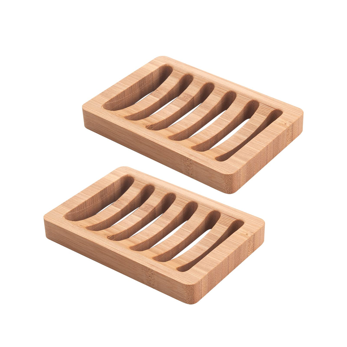 AmazerBath Soap Holder Soap Dish, Bamboo Soap Dish, 2 Pack Wood Soap Holder, Bar Soap Holder for Shower, Soap Tray Self Draining, Soap Saver for Shower, Bathroom, Kitchen(Natural Color) AmazerBath