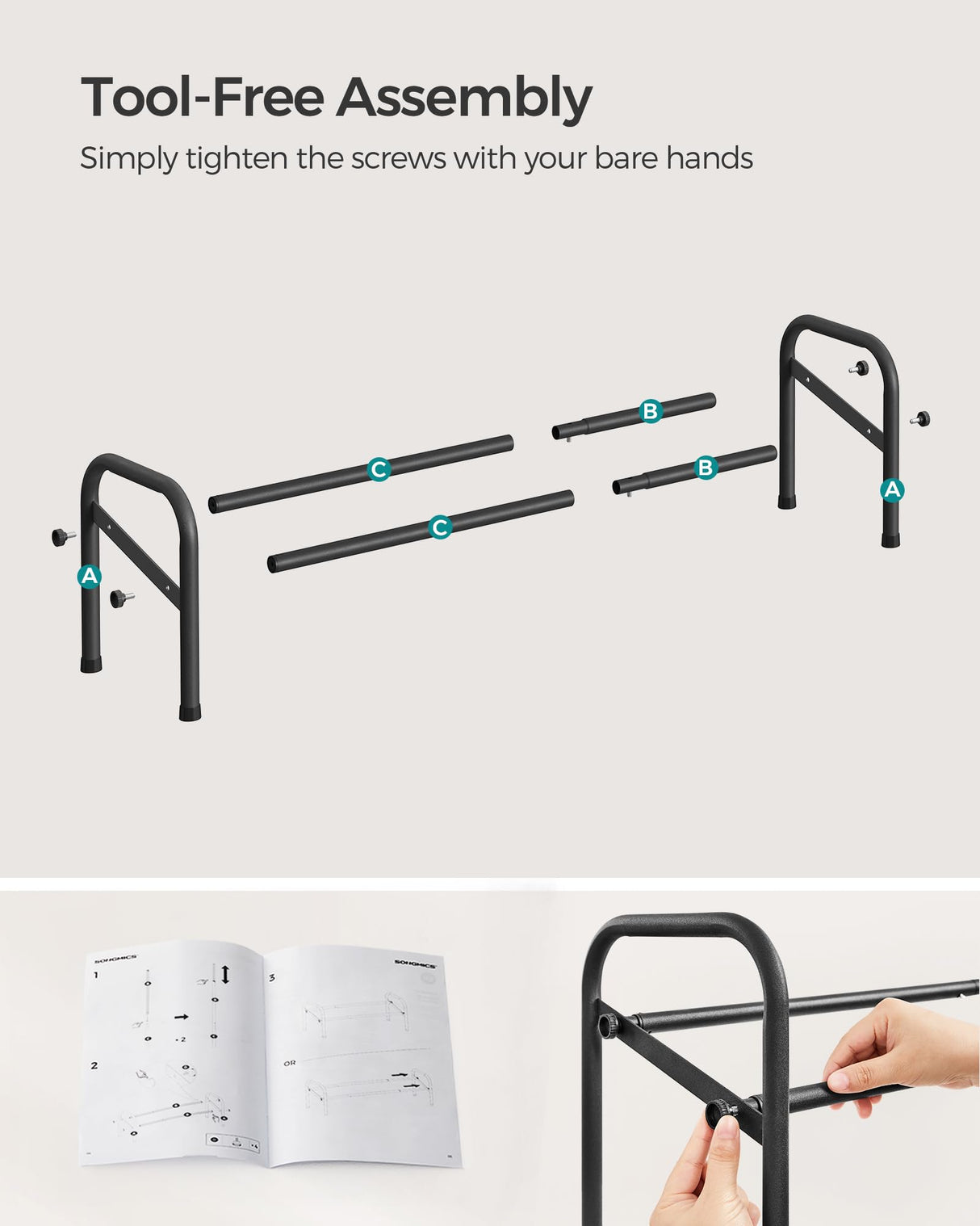 SONGMICS Expandable Shoe Rack, 1 Tier Shoe Rack Shelf, Adjustable Shoe Organizer Storage for 10 Pairs of Shoes, Metal Free Standing Shoe Racks for Closet, Front Door Entryway, Easy Assembly, Ink Black SONGMICS