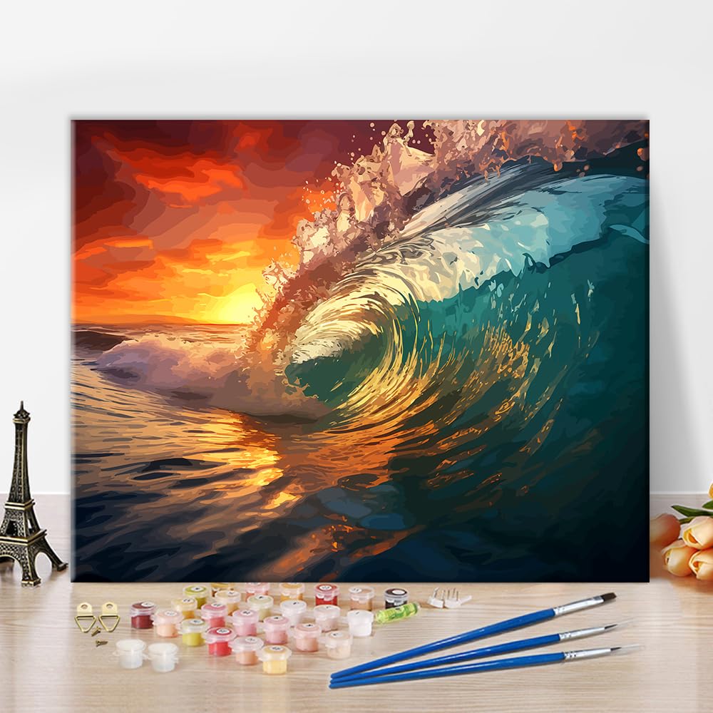 Painting by Numbers for Adults, Sunrise on The Sea Easy Paint by Numbers Kit, Sea in Turkey Paint by Number, Paints by Number Crafts for Adults, Ocean for Home Wall Decor Gift(40x50cm) TUMOVO