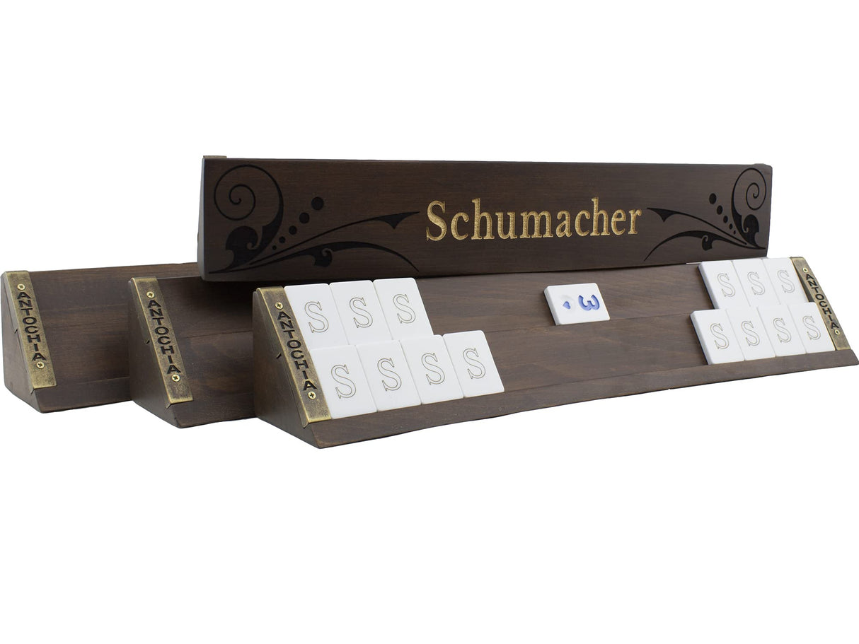 Antochia Crafts Personalized Wooden Rummy Game Set - Oval Shape Custom Racks and Tiles with Case Antochia Crafts