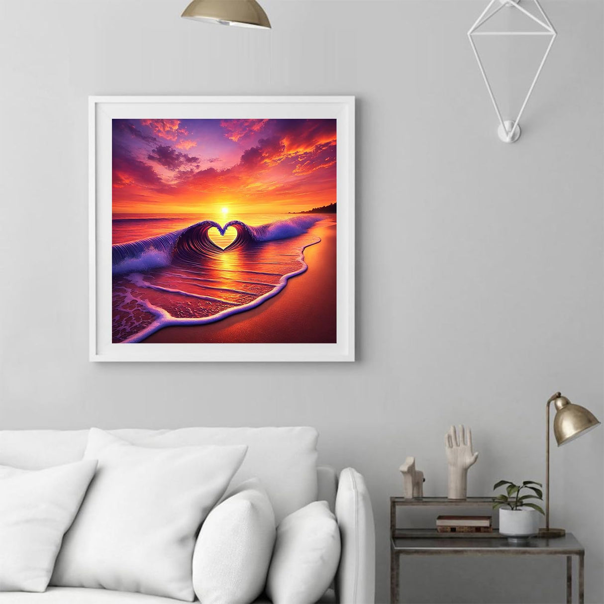 NWQZBYHT Beach Sunset 5D Diamond Painting Kits for Adults,Heart Diamond Art Kits for Adults,Round Full Drill Gem Art Kits for Beginner,DIY Diamond Dots Picture Crafts Home Wall Decor 13.78x13.78 Inch NWQZBYHT