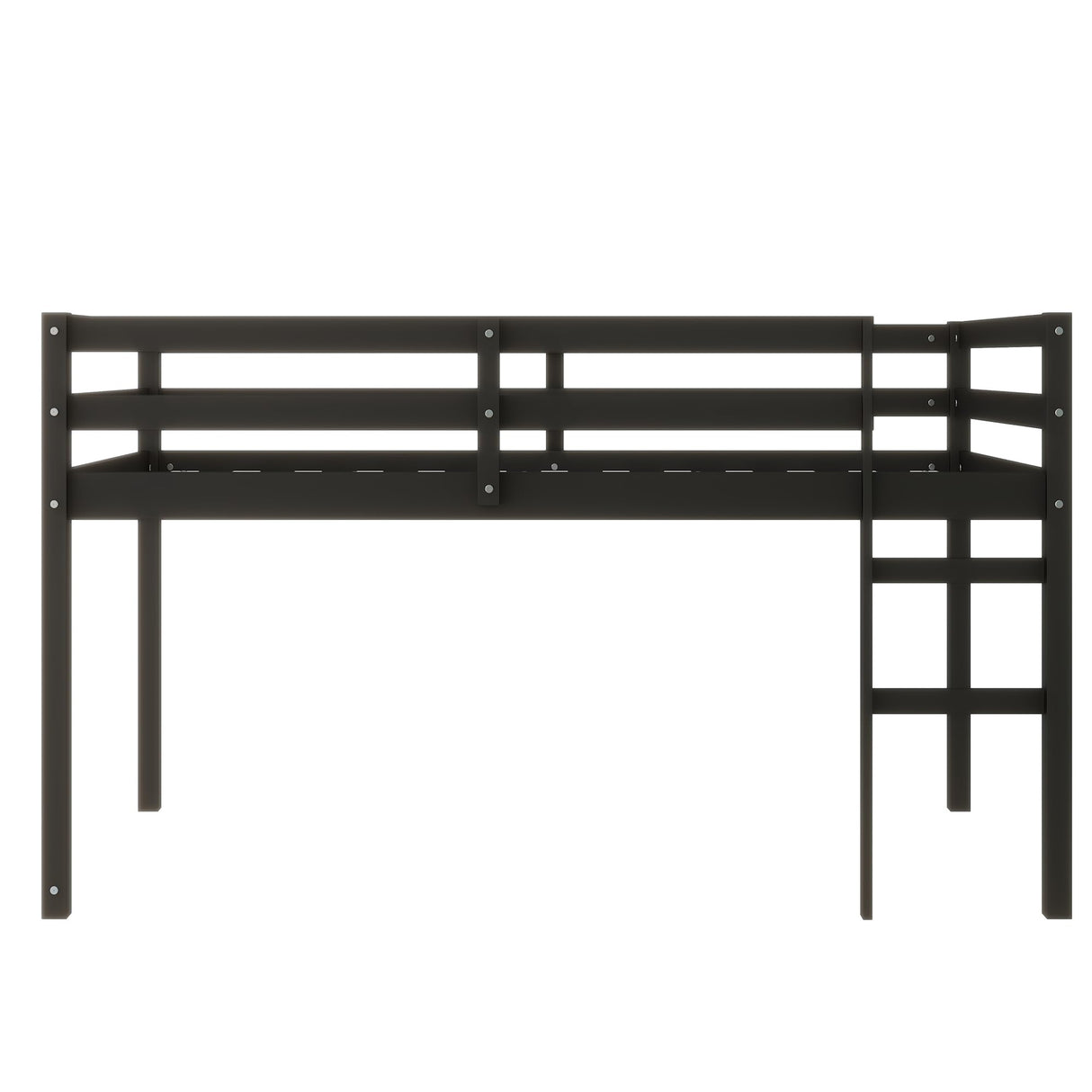 PVWIIK Loft Bed/Twin Size with Under The Bed Storage and Ladder for Kids/Boy/Girl Bedroom,Wooden Bedframe with Slats Support & Easy to Assemble,No Box Spring Needed,Black PVWIIK