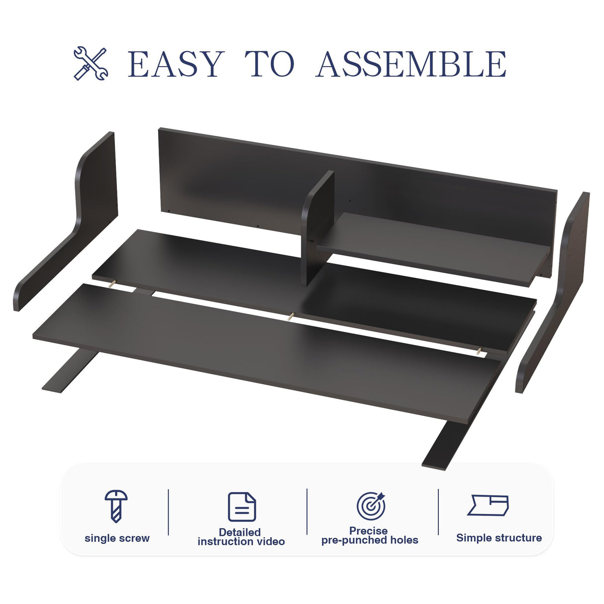 DTK Washer Dryer Wood Countertop with Shelf, Laundry Topper with Non-Slip Mat,27.55" Depth x 54" Width Dryer Covers for The Top with Edge Rails, Black DTK