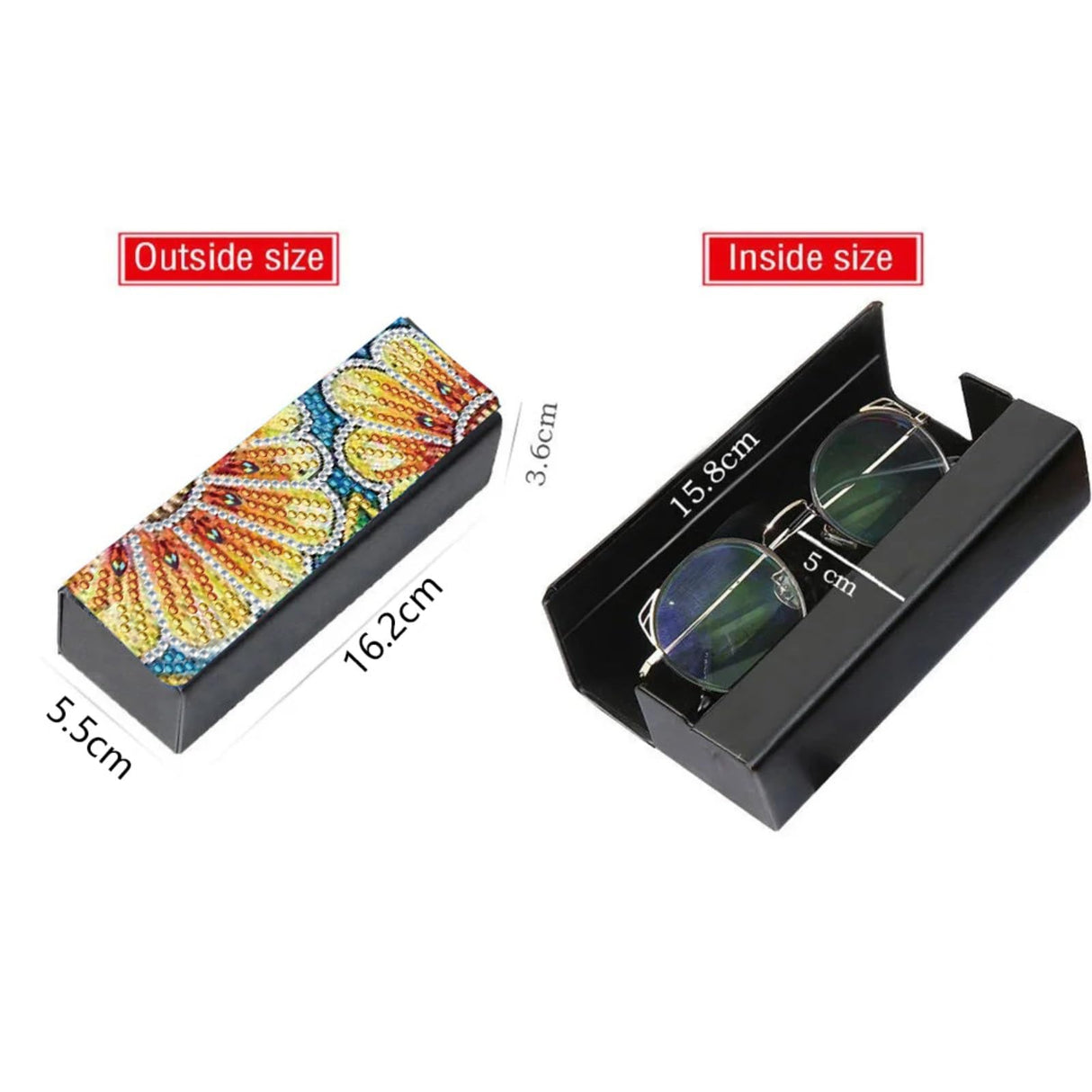 DIY Diamond Art Painting Portable Retro Sunglasses Case, Anti-Stress Retro Sunglasses Glasses Storage Box Eyeglass Safety Pouch Box-Sunflower Generic