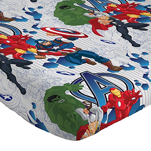 Marvel Avengers Blue Circle 5 Piece Full Bed Set - Includes Reversible Comforter & Sheet Set - Bedding Features Captain America & Iron Man - Fade Resistant Microfiber (Official Marvel Product) Jay Franco