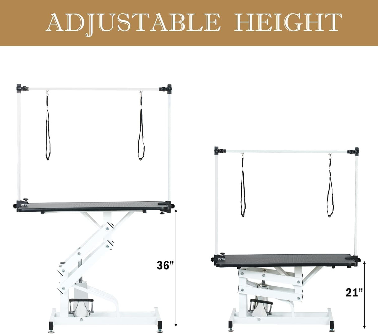 TRODEP 42.5" Hydraulic Dog Grooming Table for Large Dogs Heavy Duty Height Adjustable Dog Grooming Table with Gantry Arm & Noose Height Range 21-36 inch Purple TRODEP