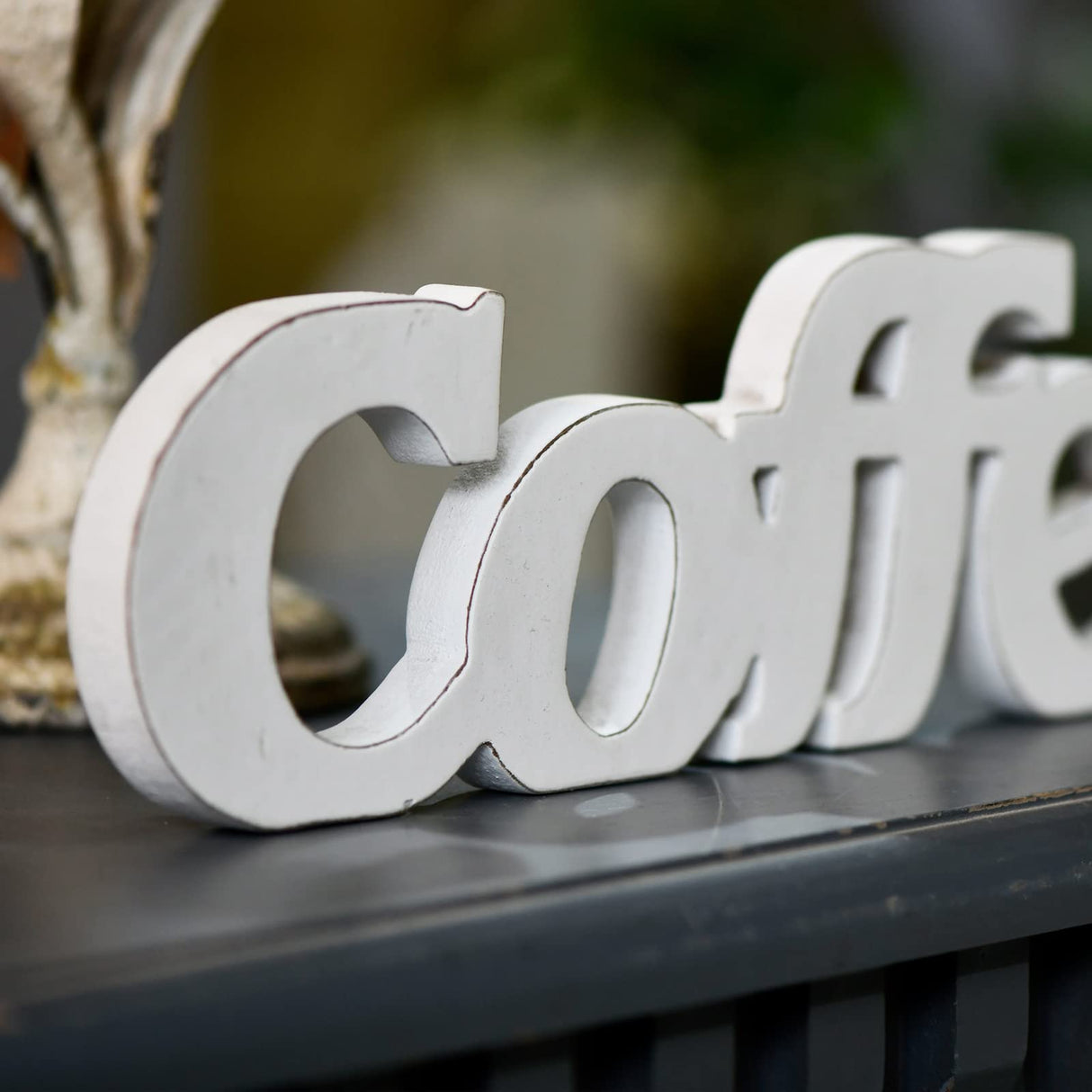 Sintosin Rustic Distressed White Coffee Sign for Tabletop 14", Wall Hanging Coffee Bar Sign Kitchen Decor, Farmhouse Coffee Signs for Coffee Bar, Coffee Wood Signs for Home Decor Shelf Christmas Sintosin