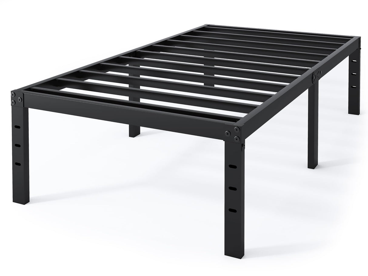 QEROMY Twin Bed Frame - 18 in Sturdy Platform Bed Frame Twin Size, Heavy Duty Metal Bed Frame No Box Spring Needed, Quick & Easy Assembly, No Noise, Black QEROMY