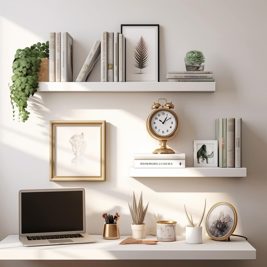 LaVie Home Floating Shelves, 15.6 Inch Wall Shelf Set of 3, Hanging Shelf with Invisible Brackets, Wall Decor for Bathroom, Bedroom, Living Room, Kitchen Storage, Modern White LaVie Home