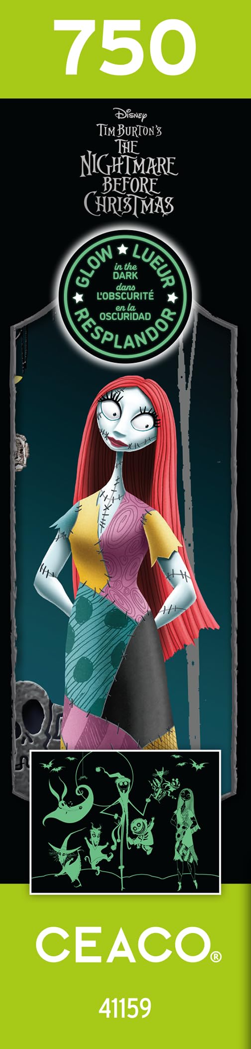 Ceaco - Disney - Tim Burton's Nightmare Before Christmas - Glow in The Dark - Festive Frolics - 750 Piece Jigsaw Puzzle Ceaco