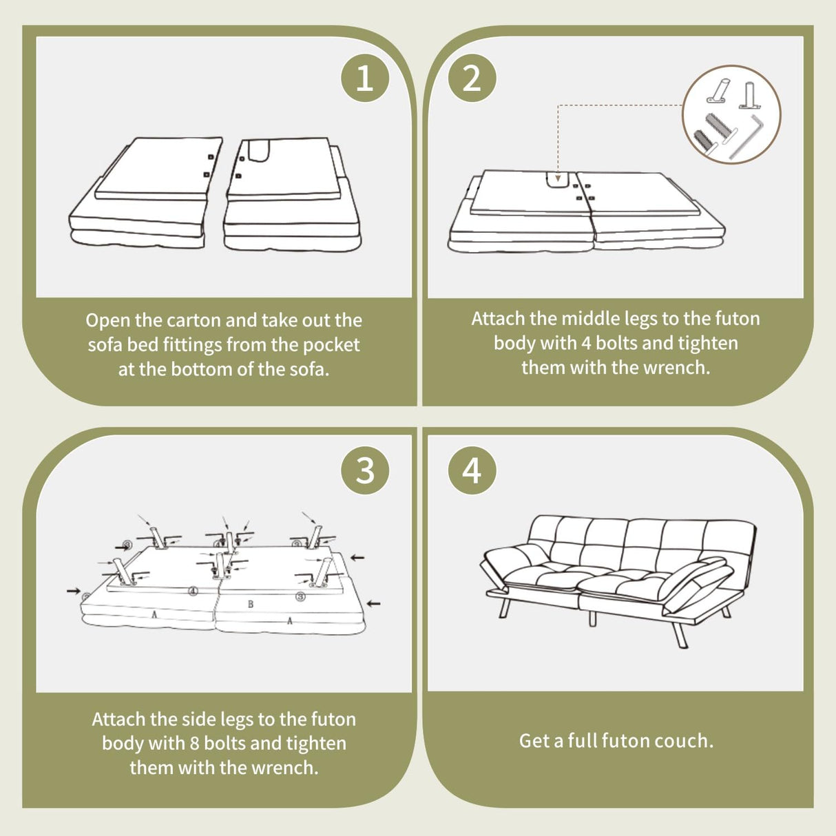 Vipbear 71" Futon Sofa Bed - Convertible Sofa Beds/Adjustable Backrest & Armrest, Comfy Loveseat Sleeper for Small Spaces, Apartments & Offices,Faux Leather Brown Futons Vipbear